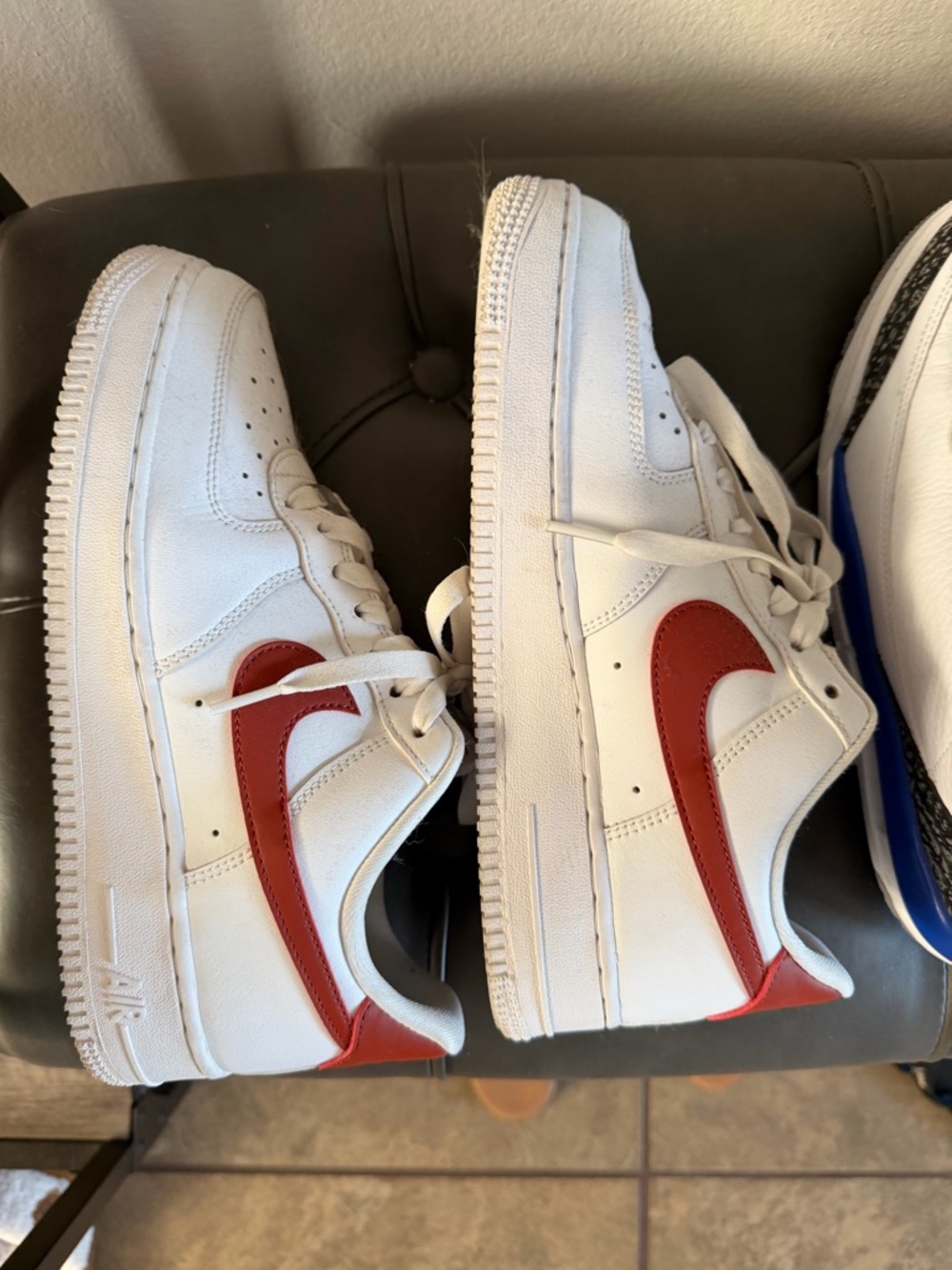 Nike White Sneakers with Red Trim